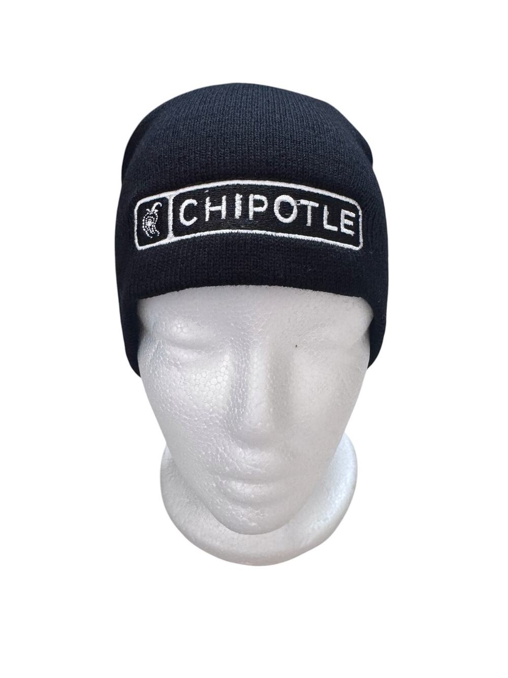 Chipotle *NEW* Black Knit Beanie One Size Adult Embroidered Logo
